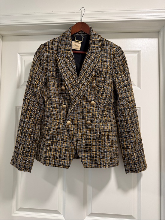 Elie Tahari Jackets & Blazers - Elie Tahari Black, White & Mustard Tweed Jacket